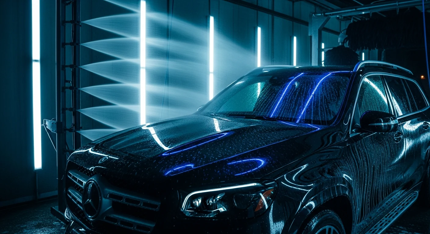 Professional car wash facility in operation